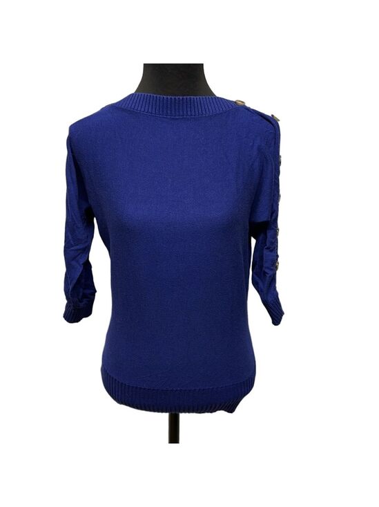 The Limited Sweaters - ✨ The Limited Royal Blue Button-Shoulder Knit Sweater | Size S